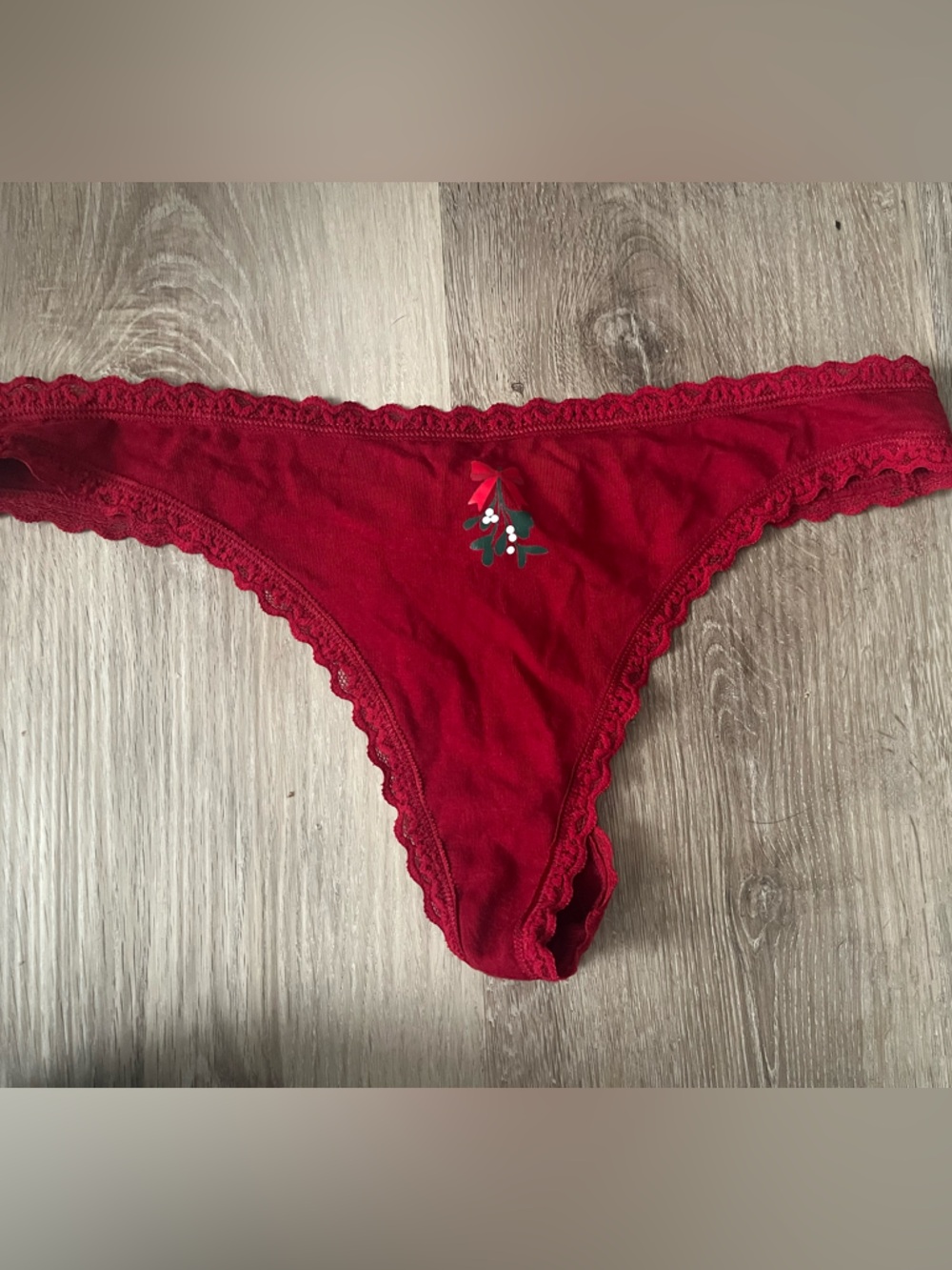 Red Lace Trim Bikini Panty